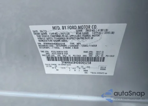 2013 Ford Flex Sel from USA, damaged, VIN 2FMHK6C84DBD05258